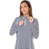image:imageWomens Quarter Zip Rash Guard with Long Sleeves  UPF 50 Sun Protection  FreestyleWhiteNavy Stripe