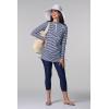 image:imageWomens Ruche Long Sleeve Swim Shirt  UPF 50 Sun Protection  LawaiWhiteNavy Stripe
