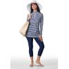 image:imageWomens Ruche Long Sleeve Swim Shirt  UPF 50 Sun Protection  LawaiWhiteNavy Stripe