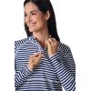 image:imageWomens Ruche Long Sleeve Swim Shirt  UPF 50 Sun Protection  LawaiWhiteNavy Stripe