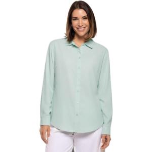 image:imageWomens Long Sleeve Shirt  UPF 50 Sun Protection  RhodesMisty Aqua