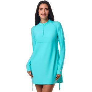 image:imageWomens Ruche Long Sleeve Swim Shirt  UPF 50 Sun Protection  LawaiBlue Curacao