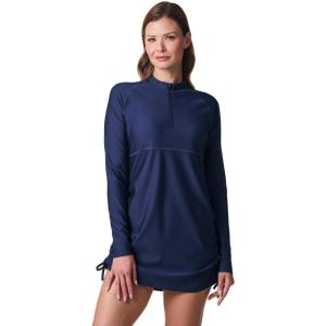 image:imageWomens Ruche Long Sleeve Swim Shirt  UPF 50 Sun Protection  LawaiNavy