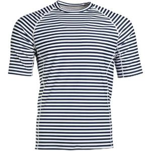 image:imageMens Short Sleeve Swim Shirt  UPF 50 Sun Protection  HightideWhiteNavy Stripe