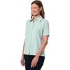 image:imageWomens Button Down Short Sleeve Shirt  UPF 50 Sun Protection  MorningsideMisty Aqua