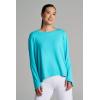 image:imageWomens Drape Long Sleeve TShirt  UPF 50 Sun Protection  West PalmBlue Curacao