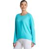 image:imageWomens Drape Long Sleeve TShirt  UPF 50 Sun Protection  West PalmBlue Curacao