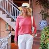 image:imageWomens VNeck Long Sleeve TShirt  UPF 50 Sun Protection  MoradaLight Blue Heather