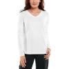image:imageWomens VNeck Long Sleeve TShirt  UPF 50 Sun Protection  MoradaWhite
