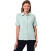 image:imageWomens Button Down Short Sleeve Shirt  UPF 50 Sun Protection  MorningsideMisty Aqua