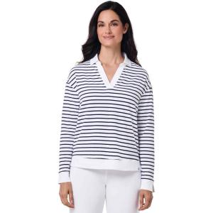 image:imageLong Sleeve Collared Polo Shirt  UPF 50 Sun Protection  Fontainebleau 20WhiteNavy