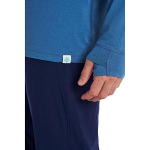 image:imageMens LongSleeve TShirt with Thumbholes  UPF 50 Sun Protection  LumaLeo in BlackBlue Dusk