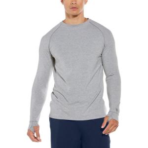 image:imageMens LongSleeve TShirt with Thumbholes  UPF 50 Sun Protection  LumaLeo in BlackGrey Heather