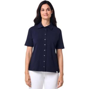 image:imageWomens Button Down Short Sleeve Shirt  UPF 50 Sun Protection  MorningsideNavy