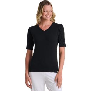 image:imageWomens Fitted VNeck Short Sleeve TShirt  UPF 50 Sun Protection  MoradaBlack