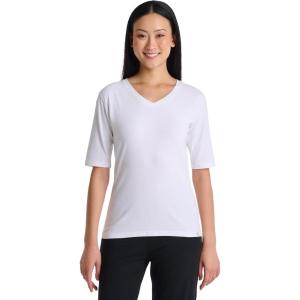 image:imageWomens Fitted VNeck Short Sleeve TShirt  UPF 50 Sun Protection  MoradaWhite