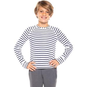 image:imageKids Long Sleeve TShirt  UPF 50 Sun Protection  LumaLeoWhiteNavy
