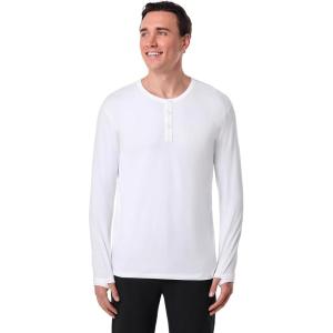 image:imageMens Henley Neck Long Sleeve TShirt  UPF 50 Sun Protection  HallandaleWhite