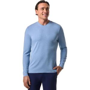 image:imageMens VNeck Long Sleeve TShirt  UPF 50 Sun Protection  Morada in Light Blue Heather
