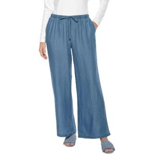 image:imageWomens Chambray Wide Leg Pants  UPF 50 Sun Protection  EnclaveLight Indigo