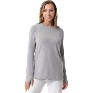 image:imageWomens LongSleeve TShirt with Thumbholes  UPF 50 Sun Protection  DaniaGrey Heather