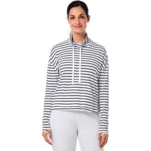 image:imageWomens Neck Pullover  UPF 50 Sun Protection  Solana MockWhiteNavy Stripe