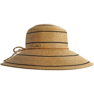 image:imageWide Brim Sun Hat  UPF 50 Sun Protection  Classic Straw Hat Style Weave  Aubrey in Natural Tan One SizeNatural Stripe  Hat Wide Stripe