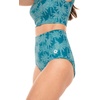 image:imageWomens High Rise Swim Bottoms  UPF 50 Sun Protection  Ocean SculptTahitian Teal Swaying Palms