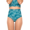 image:imageWomens High Rise Swim Bottoms  UPF 50 Sun Protection  Ocean SculptTahitian Teal Swaying Palms