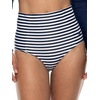 image:imageWomens High Rise Swim Bottoms  UPF 50 Sun Protection  Ocean SculptWhiteNavy Stripe