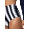 image:imageWomens High Rise Swim Bottoms  UPF 50 Sun Protection  Ocean SculptWhiteNavy Stripe