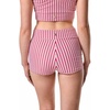 image:imageWomens Ruche Swim Shorts  UPF 50 Sun Protection  BayshoreCherry Cherry Stripe