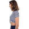 image:imageWomens Swim Crop Top  UPF 50 Sun Protection  HibiscusWhiteNavy Stripe