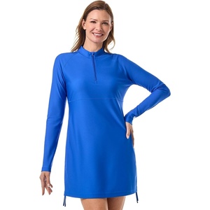 image:imageCoolibar UPF 50 Womens Ruche Swim Shirt  Sun ProtectiveBaja BlueXLarge