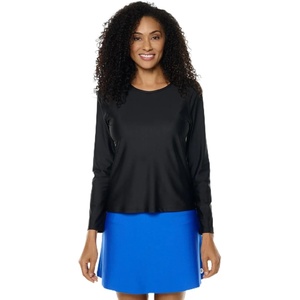 image:imageWomens Long Sleeve Swim Sun Shirt  UPF 50 Sun Protection  PalmetoBlack