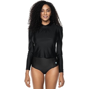 image:imageWomens Puff Sleeve Swim Top  UPF 50 Sun Protection  ToscanaBlack