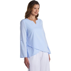 image:imageWomens Tunic Top with RollUp Sleeves  UPF 50 Sun Protection  Santa BarbaraPeriwinkle